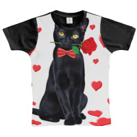 Black Cat With Rose Valentines  Valentine Cat Lover Graphic Youth T-shirt | Artistshot