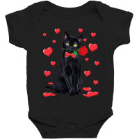 Black Cat With Rose Valentines  Valentine Cat Lover Baby Bodysuit | Artistshot