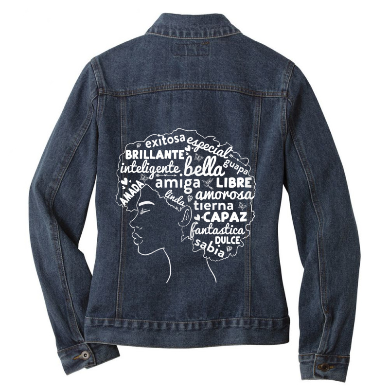 Womens Afro Latina Pride Gift Afro-latino Black History Month Ladies Denim Jacket by BRANDONARKER | Artistshot