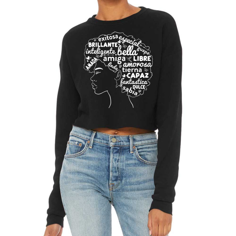 Womens Afro Latina Pride Gift Afro-latino Black History Month Cropped Sweater by BRANDONARKER | Artistshot