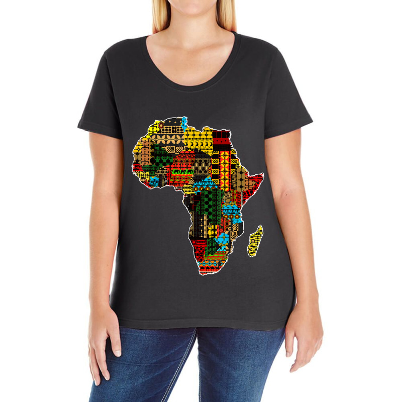 African Pride Traditional Ethnic Pattern Africa Map _001 Ladies Curvy T-Shirt by COREYOMPEY | Artistshot