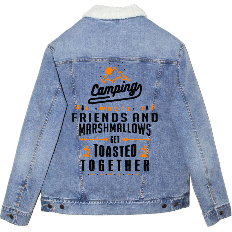 Camping Friends Marshmallov Unisex Sherpa-lined Denim Jacket | Artistshot