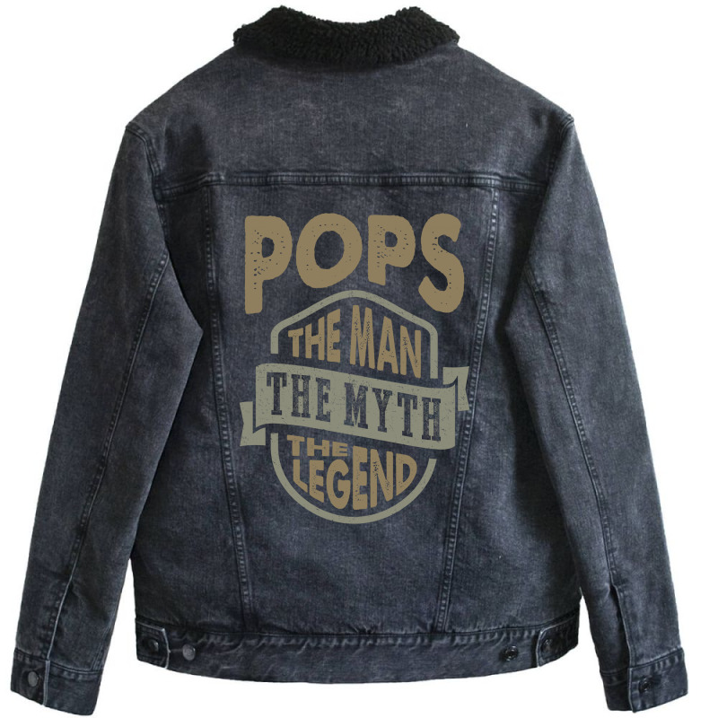 Pops The Man The Myth Unisex Sherpa-lined Denim Jacket | Artistshot