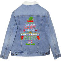 Four Main Food Groups Elf Candy Cane Buddy Christmas Pajama Unisex Sherpa-lined Denim Jacket | Artistshot