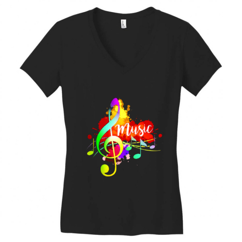 Music Art, Music Teacher, Music Gifts Women's V-Neck T-Shirt by amira741 | Artistshot