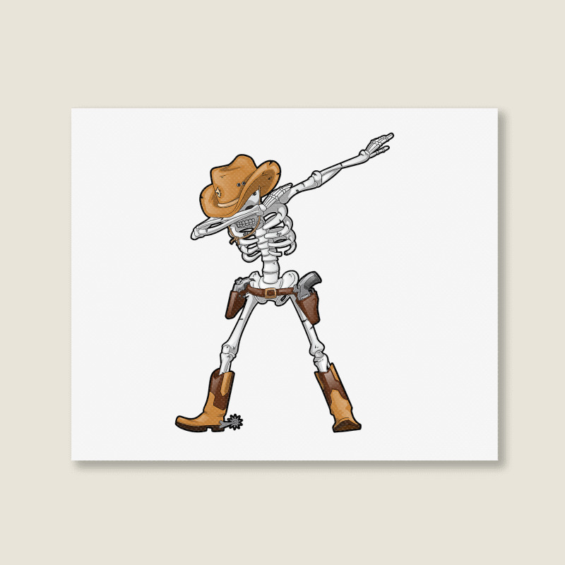 Dabbing Skeleton T  Cowboy Hat Halloween Kids Boys Dab Landscape Canvas Print by PeterArtist | Artistshot