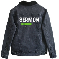 Mens Sermon Loading Funny Pastor Christian Parish Clergy Apparel Unisex Sherpa-lined Denim Jacket | Artistshot