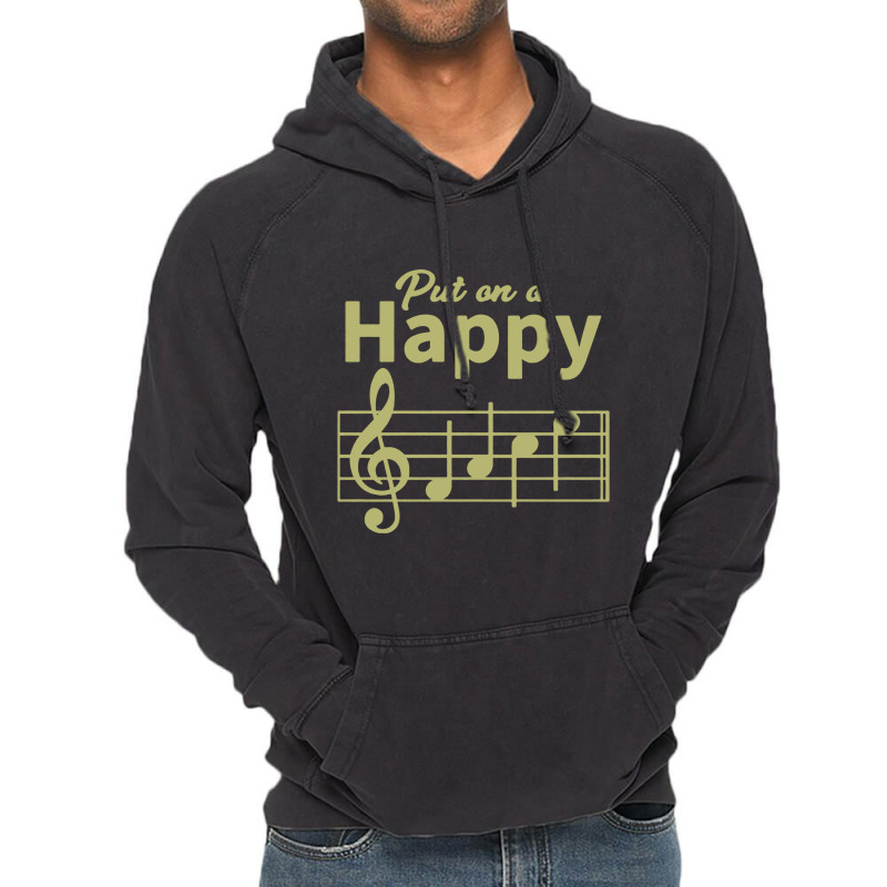 Musician Music Gift, Happy Face Musical Notes, Funny Music Vintage Hoodie | Artistshot