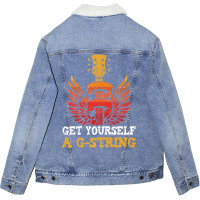 Guitar Players Musician Get Yourself A G String Guitarist Premium T Sh Unisex Sherpa-lined Denim Jacket | Artistshot