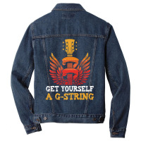 Guitar Players Musician Get Yourself A G String Guitarist Premium T Sh Men Denim Jacket | Artistshot