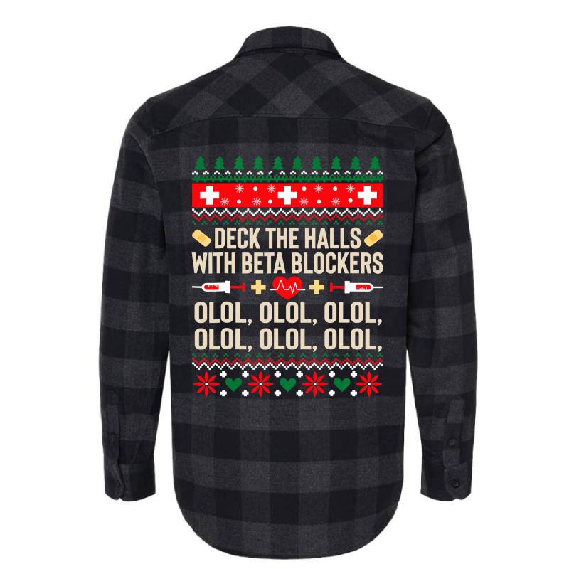 Deck The Halls With Beta Blockers Nurse Ugly Christmas Flannel Shirt by PeterArtist | Artistshot