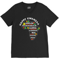 Retro Happy Kwanzaa African Seven Principles Continent Shape T Shirt V-neck Tee | Artistshot