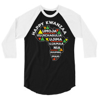 Retro Happy Kwanzaa African Seven Principles Continent Shape T Shirt 3/4 Sleeve Shirt | Artistshot