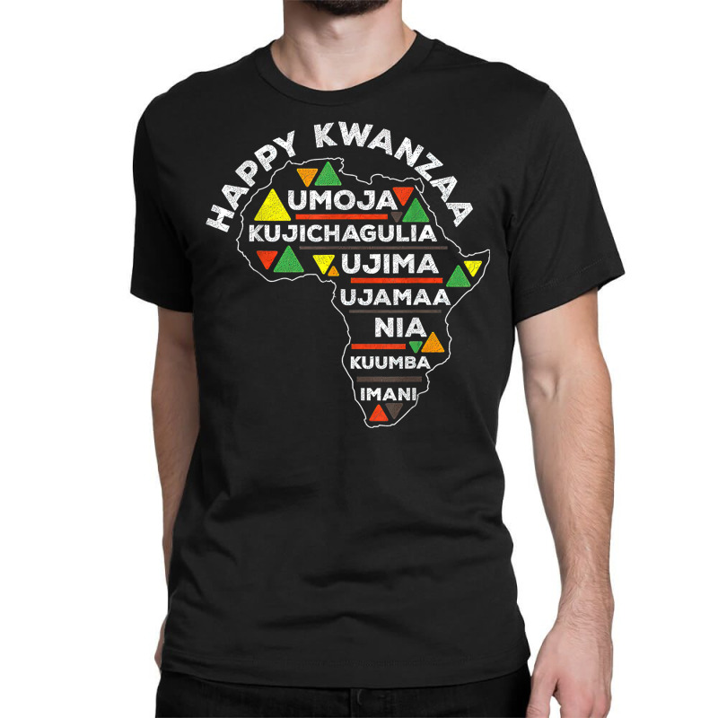 Retro Happy Kwanzaa African Seven Principles Continent Shape T Shirt Classic T-shirt by j83tytler | Artistshot