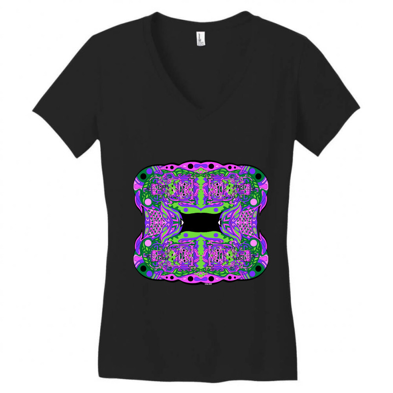 Toxic Mayan Alien Ecopop Women's V-Neck T-Shirt by macklinsampson | Artistshot