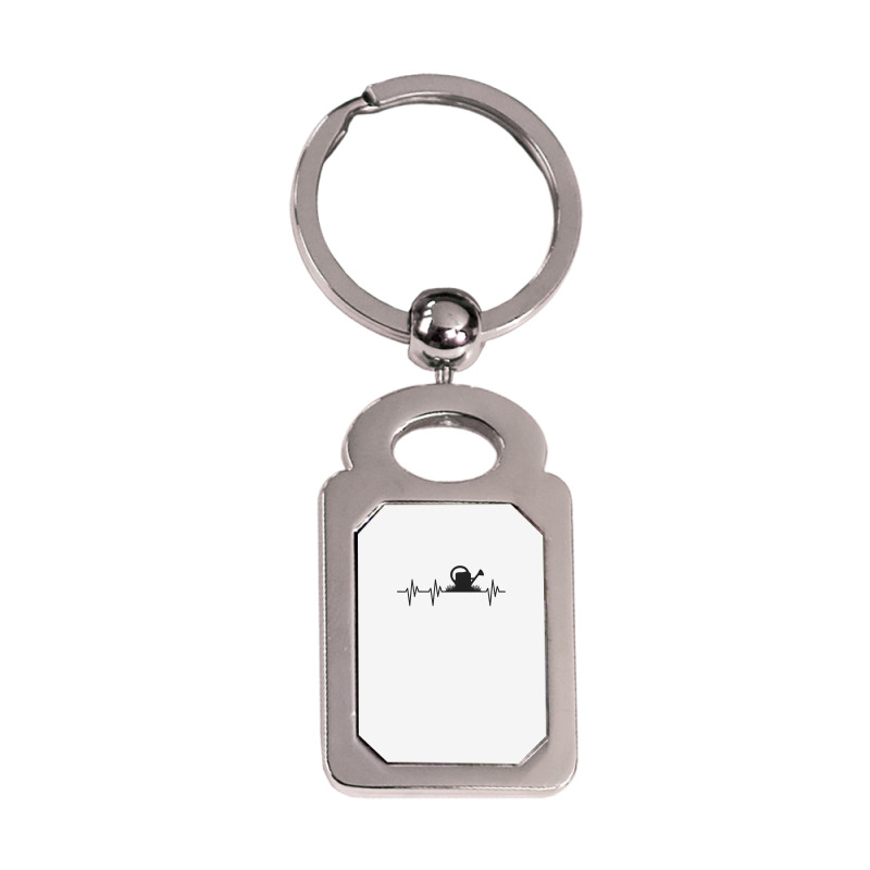 Watering Can Heartbeat Gardening Gardener T  Gift Light Silver Rectangle Keychain | Artistshot