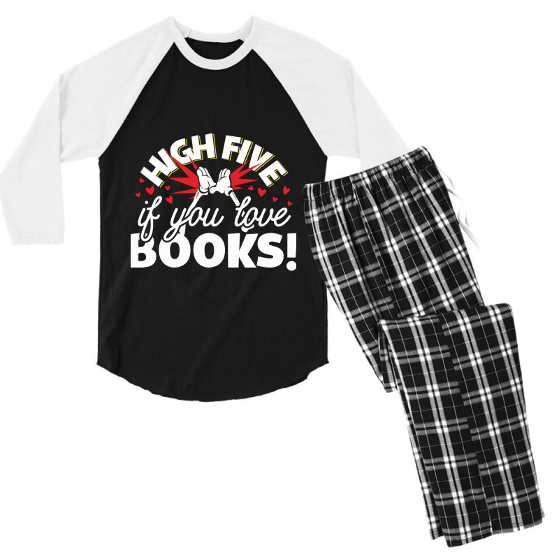 High Five If You Love Books Men's 3/4 Sleeve Pajama Set by CristenSilveri | Artistshot