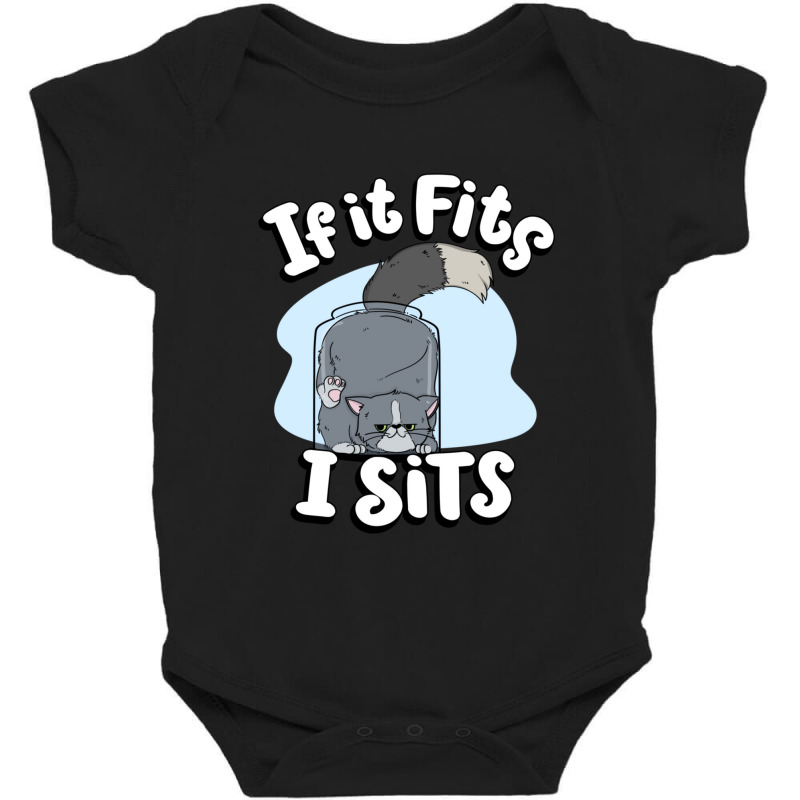 If It Fits I Sits Cute Canister Cat Fitness Animal Lover Baby Bodysuit | Artistshot