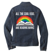 Limited Edition All The Cool Kids Are Reading Books Vintage Retro Rain Ladies Denim Jacket | Artistshot