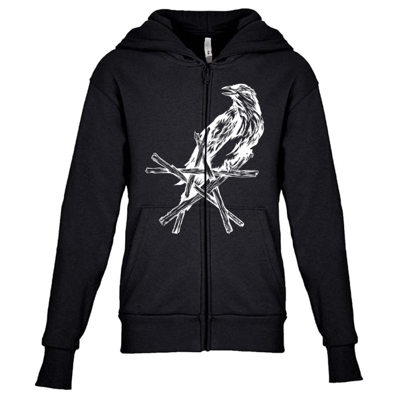 Limited Edition Crow Star Raven Pentacle Pentagram Wicca Witchcraf Youth Zipper Hoodie by femalesbaubles | Artistshot