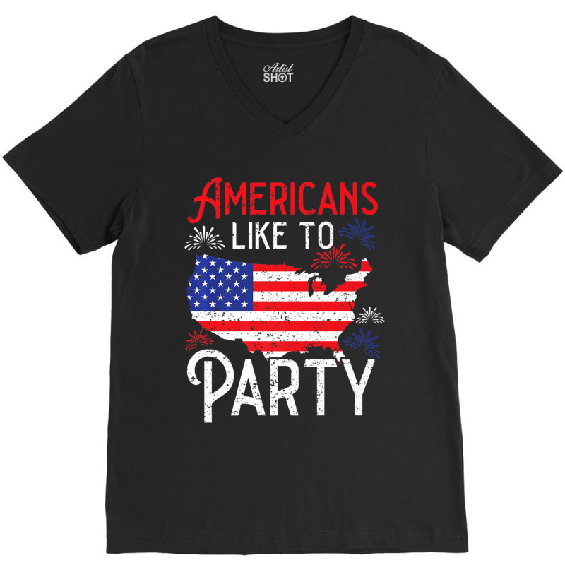 Trending Americans Like To Party America Usa Patriotic V-Neck Tee by degreesgunner | Artistshot