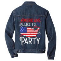 Trending Americans Like To Party America Usa Patriotic Men Denim Jacket | Artistshot