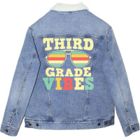 Third Grade Vibes  3rd Grade Team 1st Day Of School Unisex Sherpa-lined Denim Jacket | Artistshot