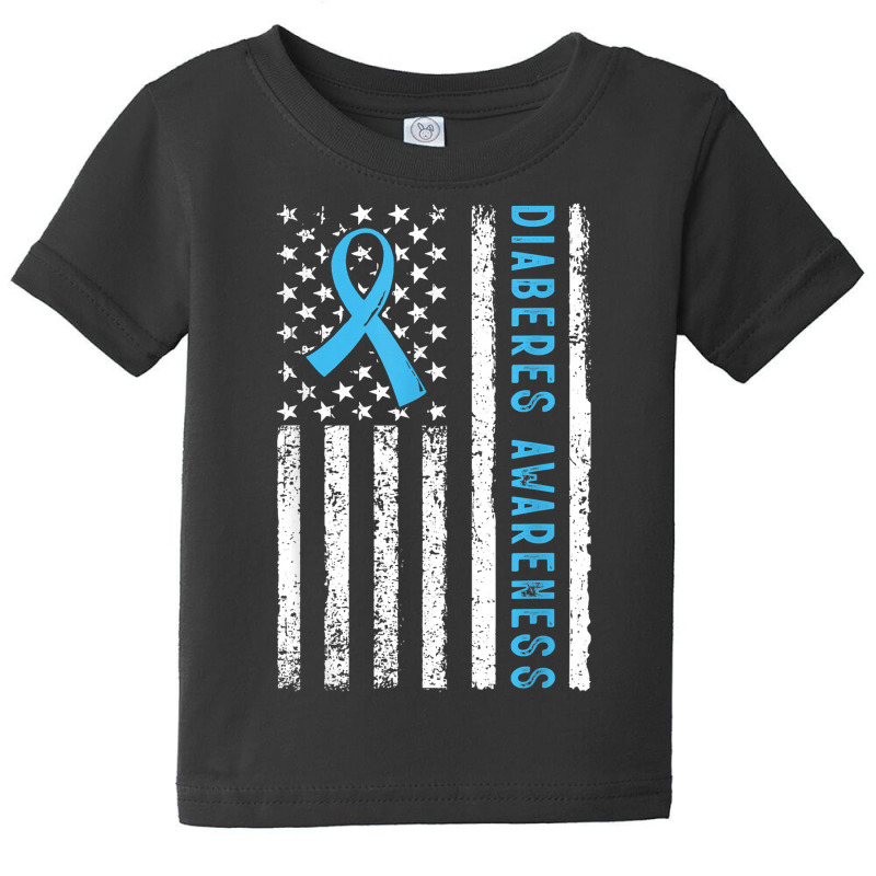 T1d Blue Ribbon Usa Flag Type 1 Diabetes Awareness Month T Shirt Baby Tee by alicakarste3vs | Artistshot