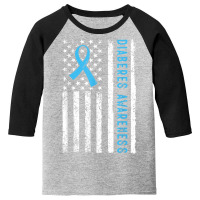 T1d Blue Ribbon Usa Flag Type 1 Diabetes Awareness Month T Shirt Youth 3/4 Sleeve | Artistshot