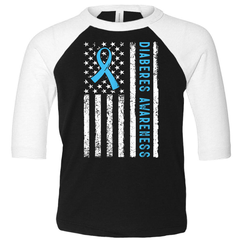 T1d Blue Ribbon Usa Flag Type 1 Diabetes Awareness Month T Shirt Toddler 3/4 Sleeve Tee by alicakarste3vs | Artistshot