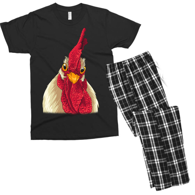 Chicken Face With Staring Eyes, Comb & Wattles Men's T-shirt Pajama Set by laurynvanhoose | Artistshot