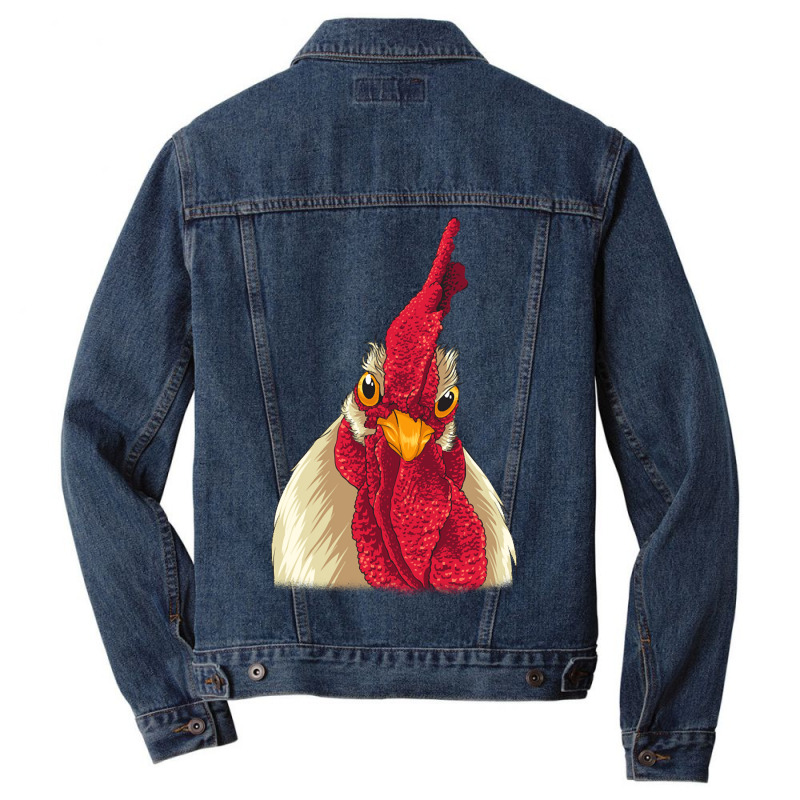 Chicken Face With Staring Eyes, Comb & Wattles Men Denim Jacket by laurynvanhoose | Artistshot