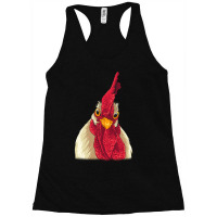 Chicken Face With Staring Eyes, Comb & Wattles Racerback Tank | Artistshot