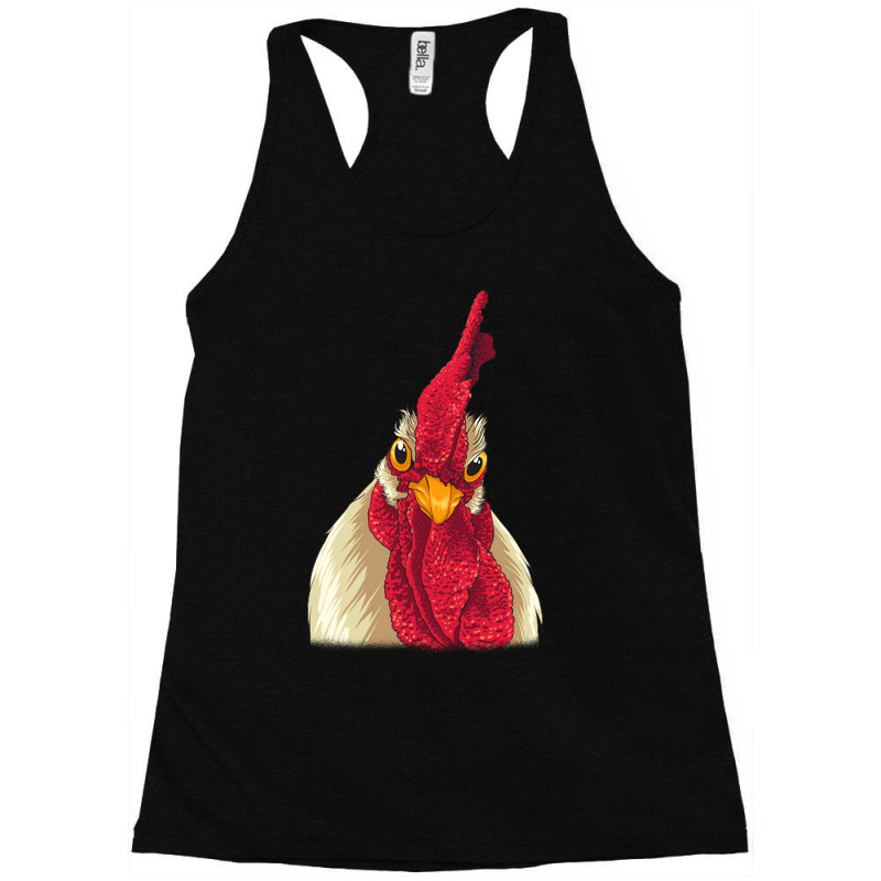 Chicken Face With Staring Eyes, Comb & Wattles Racerback Tank by laurynvanhoose | Artistshot