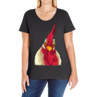 Chicken Face With Staring Eyes, Comb & Wattles Ladies Curvy T-shirt | Artistshot