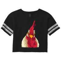 Chicken Face With Staring Eyes, Comb & Wattles Scorecard Crop Tee | Artistshot