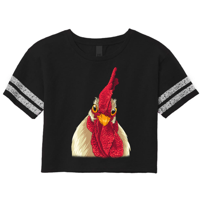 Chicken Face With Staring Eyes, Comb & Wattles Scorecard Crop Tee by laurynvanhoose | Artistshot