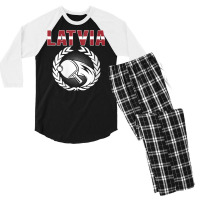 Womens Latvia Table Tennis Lovers Latvian Ping Pong Team Supporter V N Men's 3/4 Sleeve Pajama Set | Artistshot