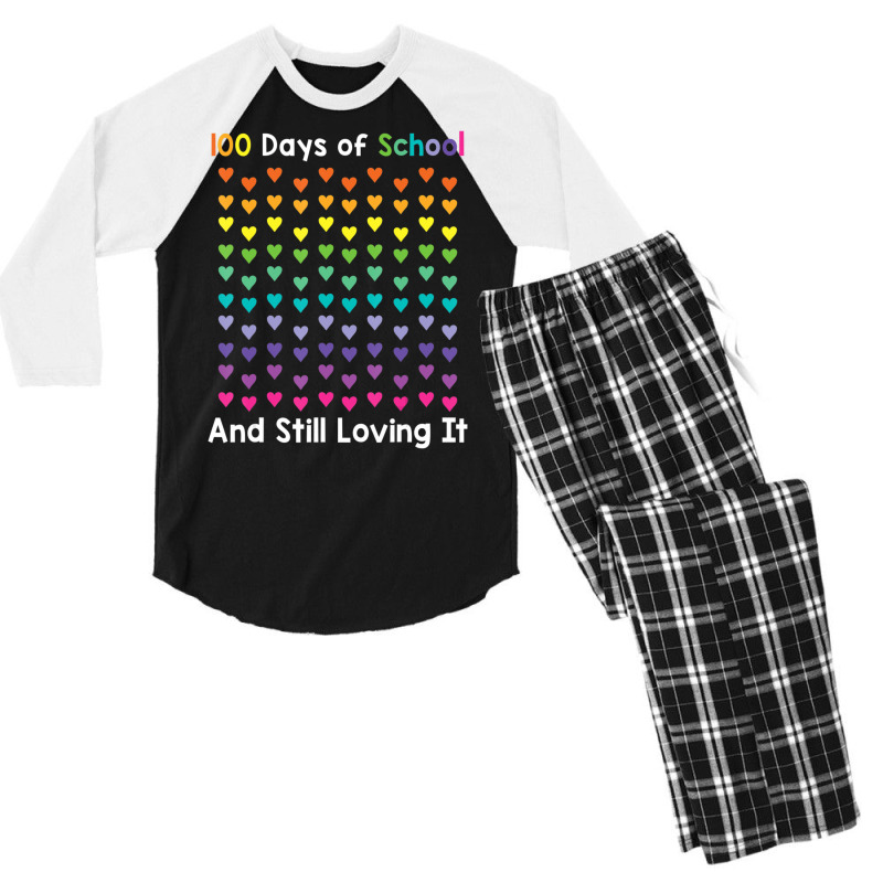 Hot Trend Cute 100 Days Of School And Still Loving It Hearts 100th Day Men's 3/4 Sleeve Pajama Set | Artistshot