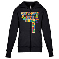 Cute 7th Birthday Gift 7 Years Old Block Building Boys Kids Youth Zipper Hoodie | Artistshot