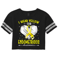 Womens I Wear Yellow For Endometriosis Awareness Ribbon Heart V Neck T Scorecard Crop Tee | Artistshot