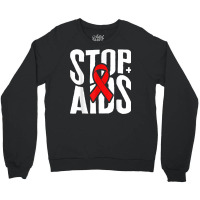 Word Aids Days Stop Aids Red Awareness Ribbon Hiv Month T Shirt Crewneck Sweatshirt | Artistshot