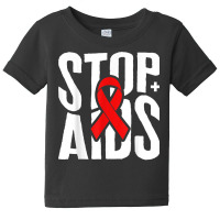 Word Aids Days Stop Aids Red Awareness Ribbon Hiv Month T Shirt Baby Tee | Artistshot