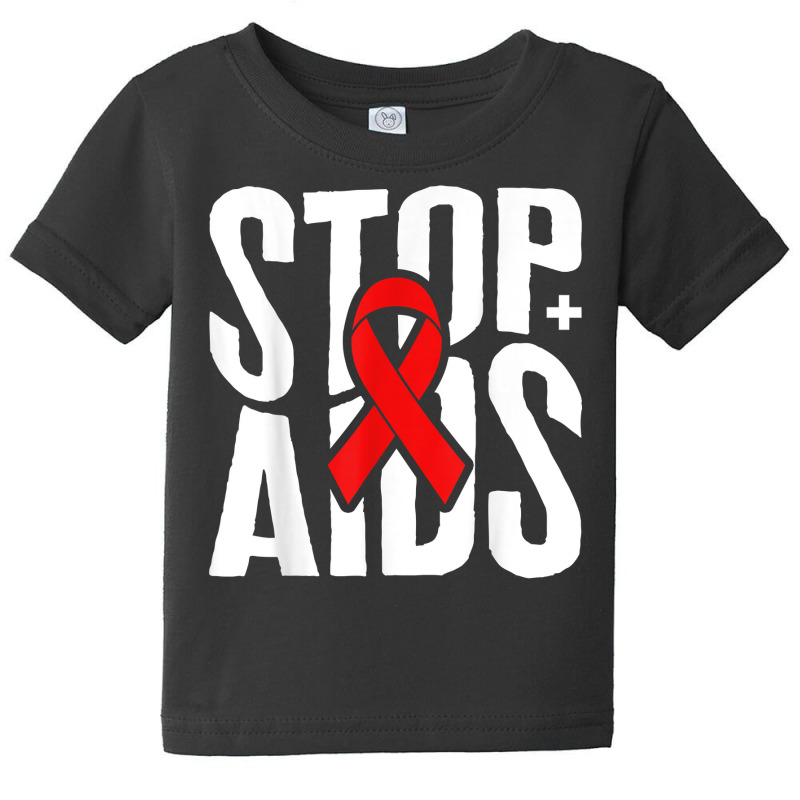 Word Aids Days Stop Aids Red Awareness Ribbon Hiv Month T Shirt Baby Tee by deemerx8lmshare | Artistshot