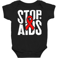 Word Aids Days Stop Aids Red Awareness Ribbon Hiv Month T Shirt Baby Bodysuit | Artistshot