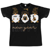 Black And Gold Holiday Gnomes Funny New Year 2023 Graphic T-shirt | Artistshot