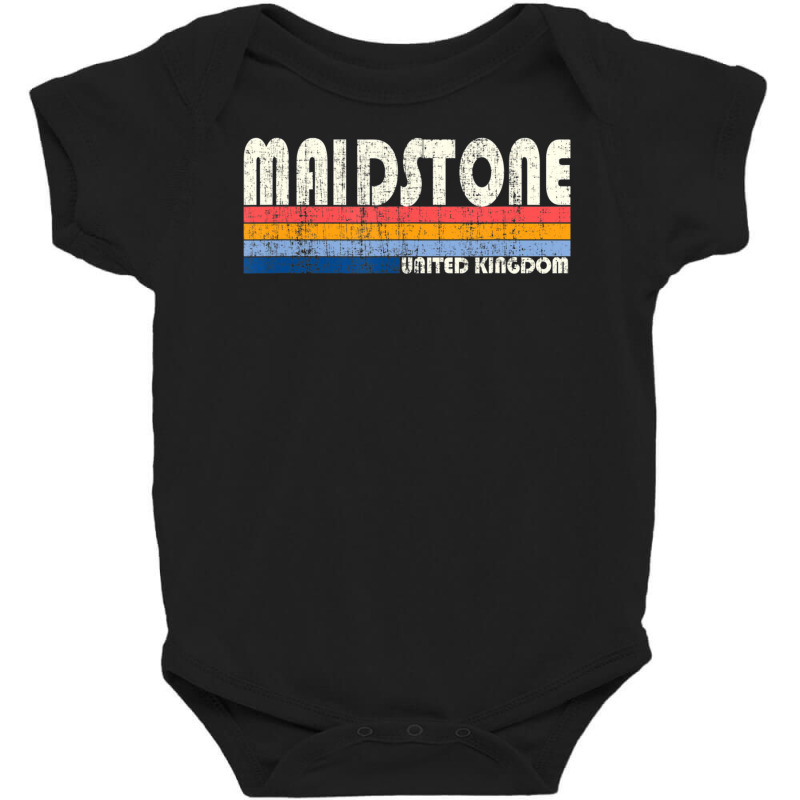 Retro Vintage 70s 80s Style Maidstone, United Kingdom Baby Bodysuit by hongquangd | Artistshot