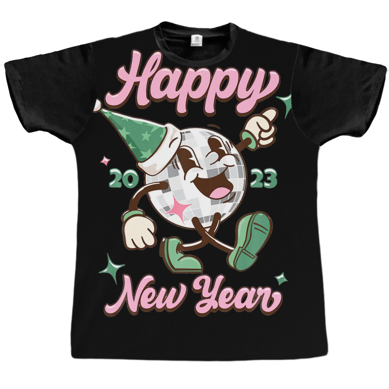 Happy Mirror Ball Happy New Year 2023 Retro Disco Holiday Graphic T-shirt | Artistshot