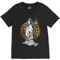 Japanese Geisha In Kimono Tokyo Floral Mandala V-neck Tee | Artistshot