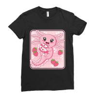 Japanese Strawberry Milk Shake Anime Pink Kawaii Aesthetic Axolotl Mat Ladies Fitted T-shirt | Artistshot